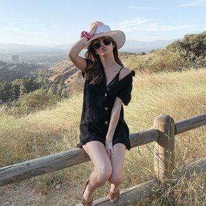 black oversized romper